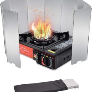 LFSEMINI Stove Windscreen,10/12/16 Plates Aluminum Stove Windshield with Drawstring Bag, for Camping, Butane Stoves