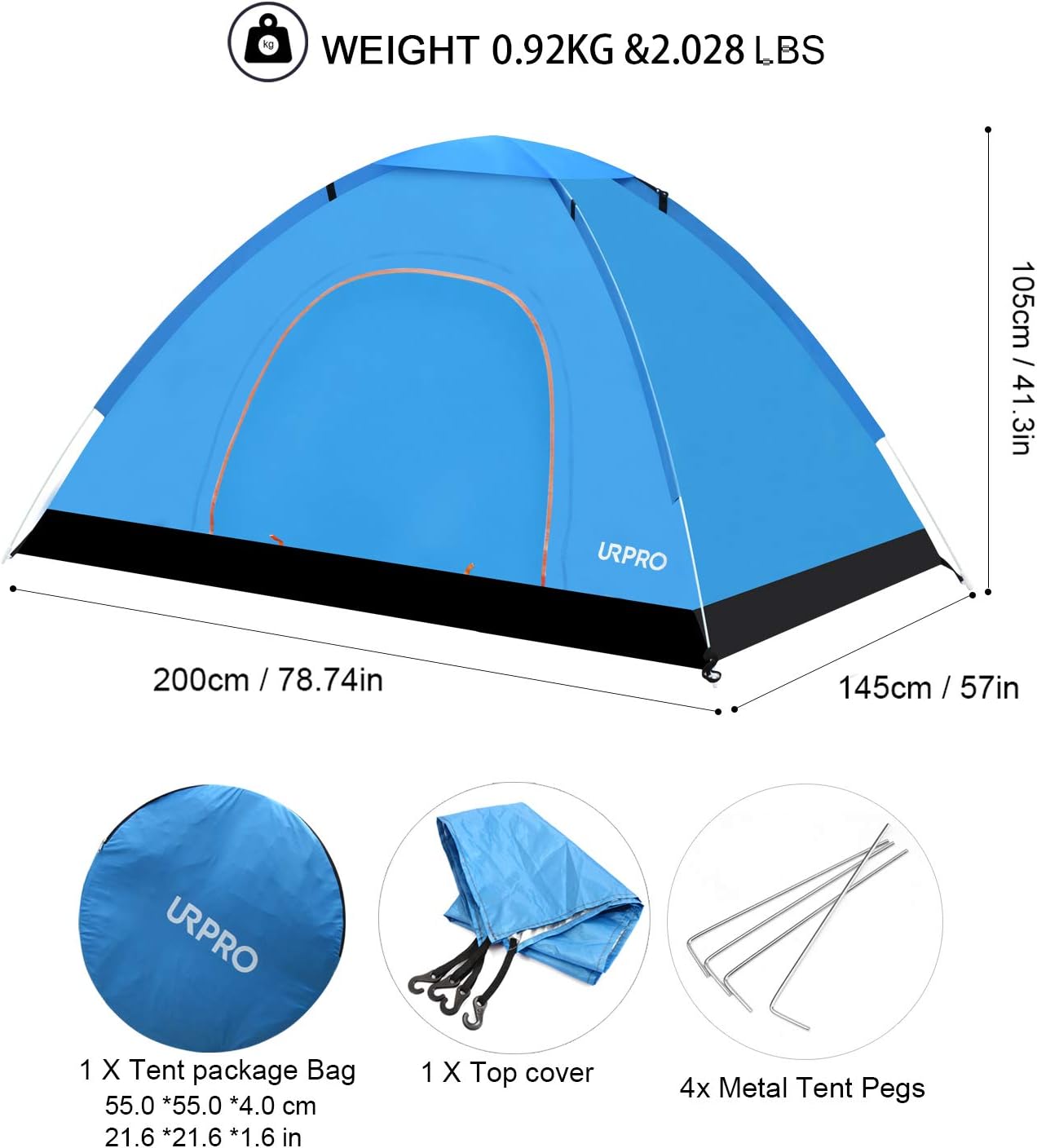 URPRO instant automatic pop up tent, 2 Person Lightweight Tent,Waterproof Windproof, UV Protection, Perfect for Beach, Outdoor, traveling,hiking,camping, hunting, fishing - Image 2