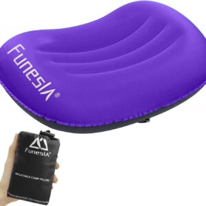 Funesla Camping Pillow Inflatable for Adults Kids, Compressible, Lightweight, Compact, Inflatable Pillows for Camping, Small Travel Camping Pillow, Backpacking, Hiking, Beach-Purple