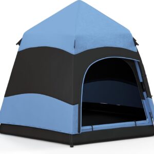 Outsunny Double Layer Instant Pop Up Tent with Rainfly, Hexagon 4 Man Dome Tent, Portable Camping Shelter with Sewn-in Groundsheet and Carry Bag, for Festival Backpacking Road Trips