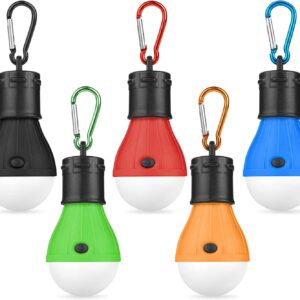 Flintronic Camping Lights, 5PCS LED Tent Lamp, 120 Lumens Camping Light Bulb, Tent Lantern with Clip Hook, Portable Emergency Light for Camping Hunting Hiking Fishing Mountaineering