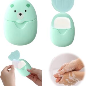 Fychuo Travel Soap Sheets Portable Soap Flakes Box Backpacking Essentials Disposable Travel Wash Hand Foaming Soap Cases On The Go Camping Accessories Hiking Cleaning Products Green