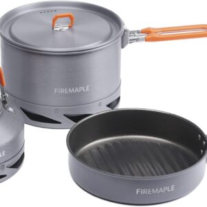 Fire-Maple Feast Heat Exchanger Set | Compact Camping Cookware Kit | Nested Design | Contain with a Pot, Kettle and Non-Stick Frypan | Ideal for Fishing, Picnic and Camp use