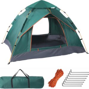 Putentfun Camping Tent, Pop up Tent 2-4 Person Family Dome Tents, 4 Season Large Automatic Instants Tent Waterproof Windproof with Mesh Doors, Storage Bag for Camping Hiking Backpacking