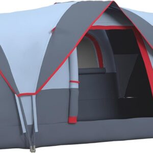Outsunny 5-6 Man Camping Tent Tunnel Tent UV Protection 3000mm Water Resistant Hiking Shelter with Groundsheet and Carry Bag