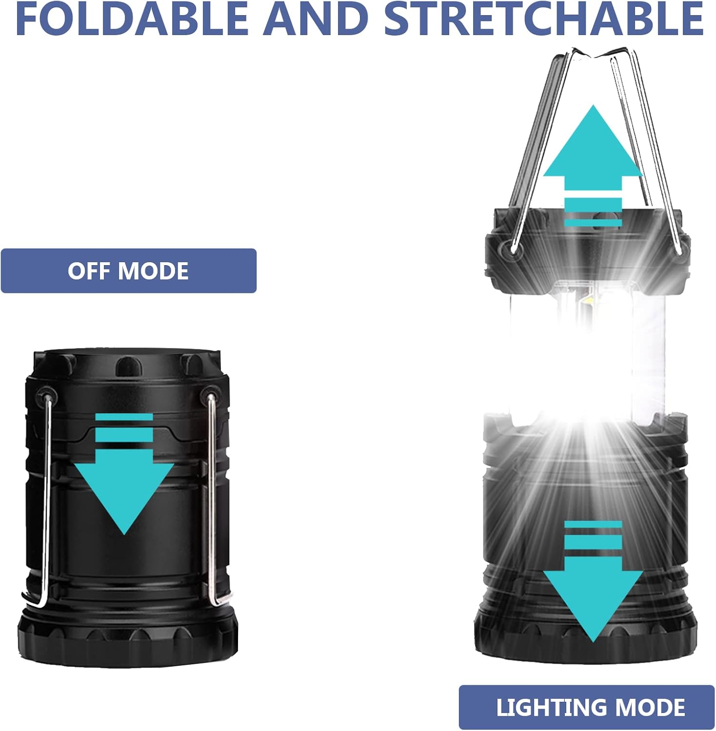 Jsdoin Camping Lights, 2 x Camping Lantern Battery Operated Portable LED Camping Lamp with Foldable Hook, Tent Lights Waterproof Outdoor Hanging Lamp for Emergency, Hiking, Camping, Black - Image 2