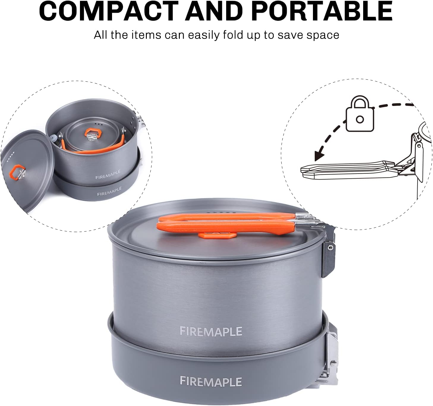 Fire-Maple Feast Heat Exchanger Set | Compact Camping Cookware Kit | Nested Design | Contain with a Pot, Kettle and Non-Stick Frypan | Ideal for Fishing, Picnic and Camp use - Image 4