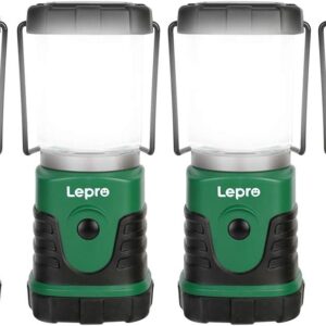 Lepro Camping Lantern, Portable Mini Camping Light, 4 Lighting Modes, Water Resistance IPX4, Suit for Camping, Hiking, Fishing, Emergency, Power Cuts and More, 3 AA Battery Powered, Pack of 4