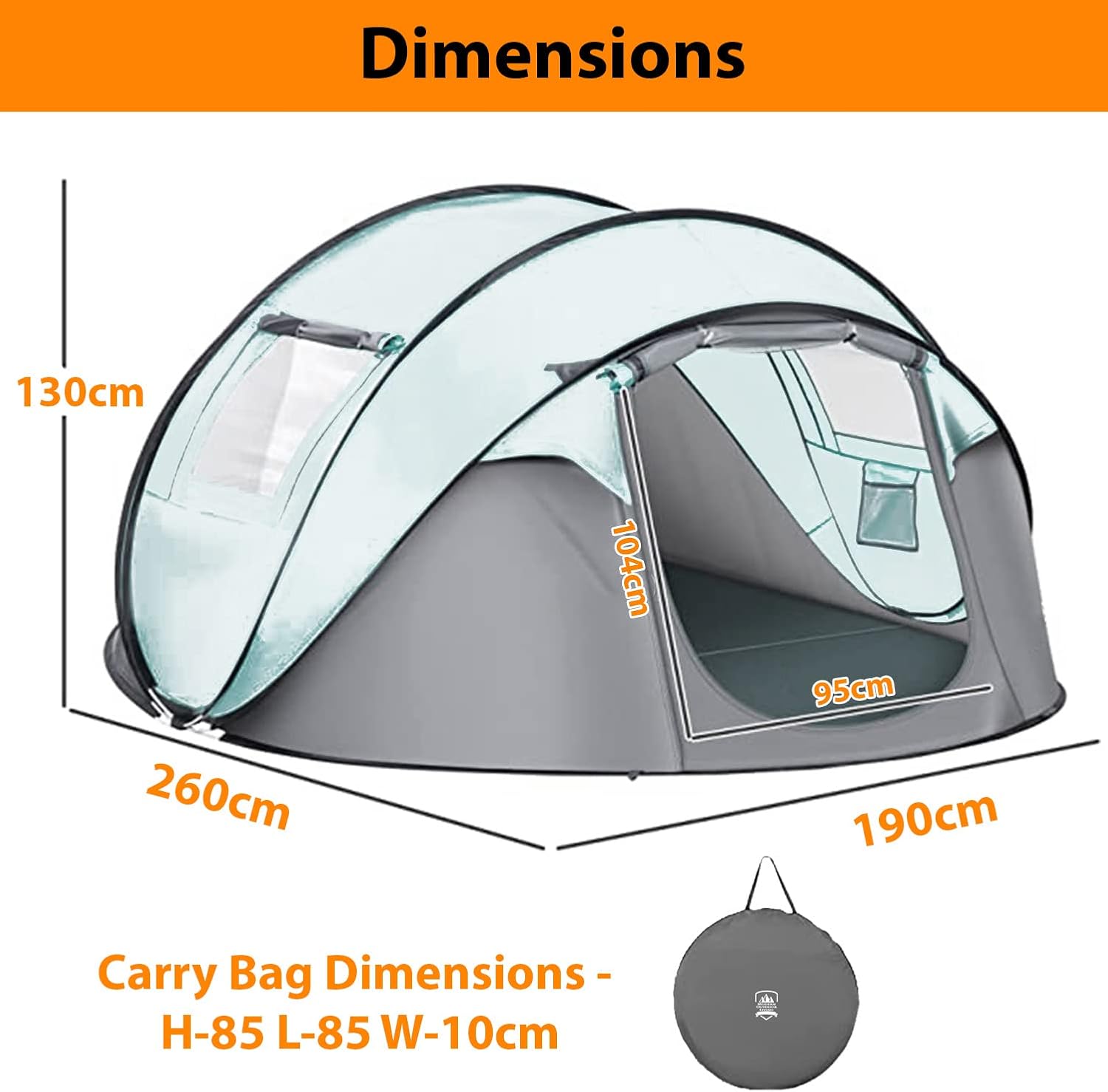 Modern Outdoor Living 4 Man Lightweight, Waterproof FAST 30 Seconds PITCH Pop-up Dome Tent, Ideal for Festivals, Camping, Beach, Garden, Hiking, Blue - Image 4