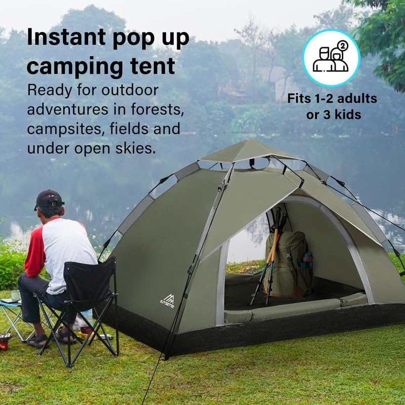 Camping Tent, Instant Pop Up Tent,Waterproof Dome Large Lightweight 4 Seasons Tent,with Removable Outer Tarpaulin & Carry Bag,Easy Set-Up - Image 2