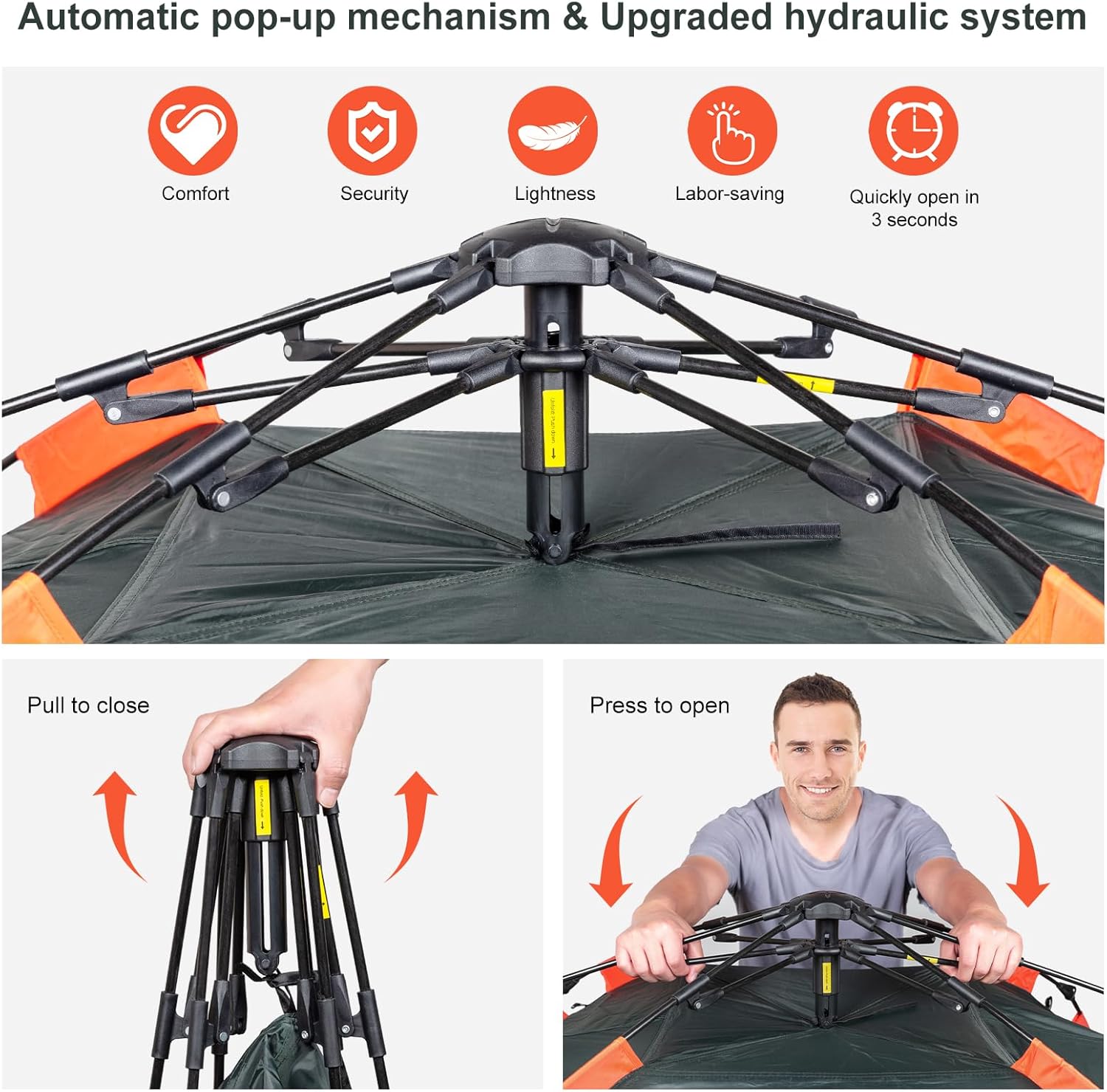 Amflip Camping Tent Automatic 1 Man Person Instant Tent Pop Up Ultralight Dome Tent 4 Seasons Waterproof & Windproof Camping Tent with Removable Outer Tarpaulin, Double Layers - Image 5