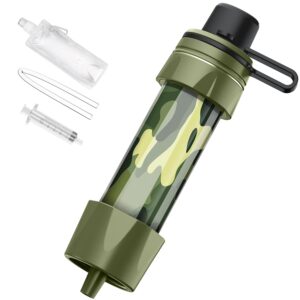 Outdoor Personal Water Filter Camping - Mini Water Filtration System, Straw Water Purification System, Portable Filter, Survival Equipment for Hiking,Camping,Travel,and Emergency Preparedness (Green)