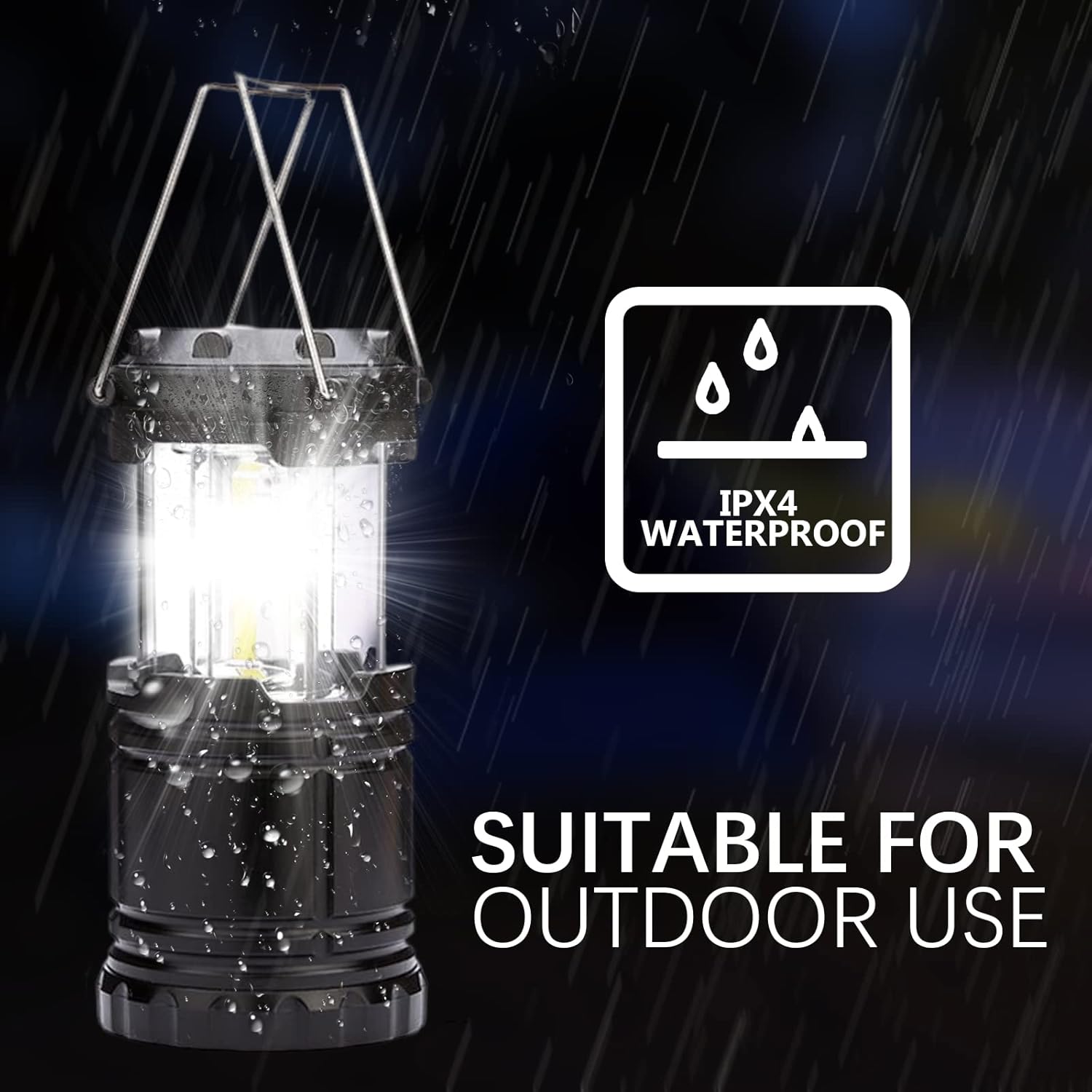 Jsdoin Camping Lights, 2 x Camping Lantern Battery Operated Portable LED Camping Lamp with Foldable Hook, Tent Lights Waterproof Outdoor Hanging Lamp for Emergency, Hiking, Camping, Black - Image 4