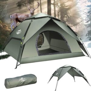 Mimajor Camping Tent Pop Up - Automatic Pop-Up 2-3 Man Tent Instant Tents Waterproof & Windproof Dome Tents, 2 in 1 Double Layers Easy Setup for Camping Hiking Backpacking Traveling