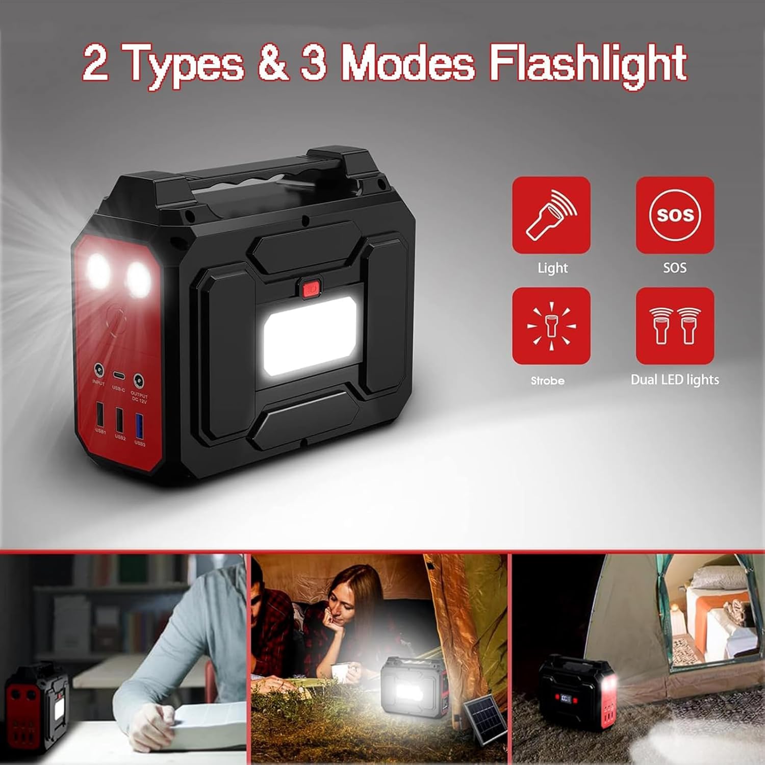Powkey 99Wh/ 27000mAh Portable Power Station,100W Camping Power Pack,Solar Generator with AC/DC/USB/Type C Outlet for Outdoors Camping Travel Fishing Emergency Power Supply - Image 5
