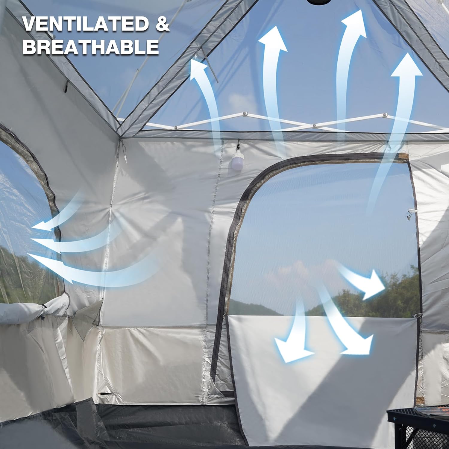 REDCAMP Canopy Camping Tent for Pop Up Canopy Tent, Inner Tent Converts Straight Leg 10'x10' or 10'x20' Canopy into Camping Tent, Fits 4-6 Person(Frame/Shelter NOT Included) - Image 4
