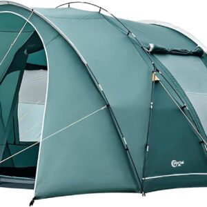 Portal Luxury 6 Man Tunnel Tent Large Family Tent with Living Area 2 Bedroom Dividable 3000mm Waterproof 5 Man Camping Tall Standing up Height with Sewn-in Groundsheet 5-6 Person