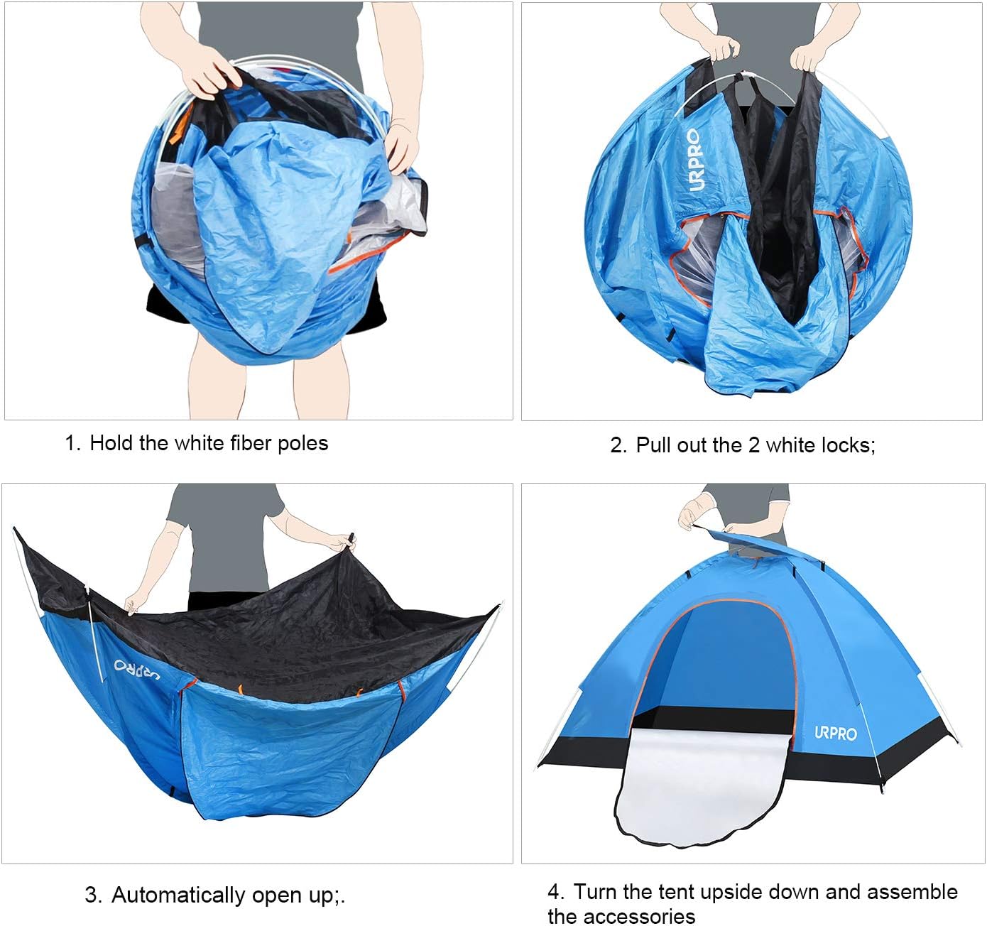 URPRO instant automatic pop up tent, 2 Person Lightweight Tent,Waterproof Windproof, UV Protection, Perfect for Beach, Outdoor, traveling,hiking,camping, hunting, fishing - Image 6