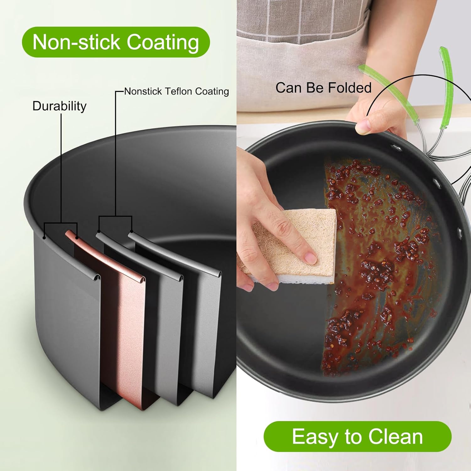 LAMTOR Portable Aluminum Outdoor Cooking Set With Camping Pots, Pans, Kettle and Nylon Storage Bag for 2-3 People to Camp/Hike/Picnic/Travel - Image 5