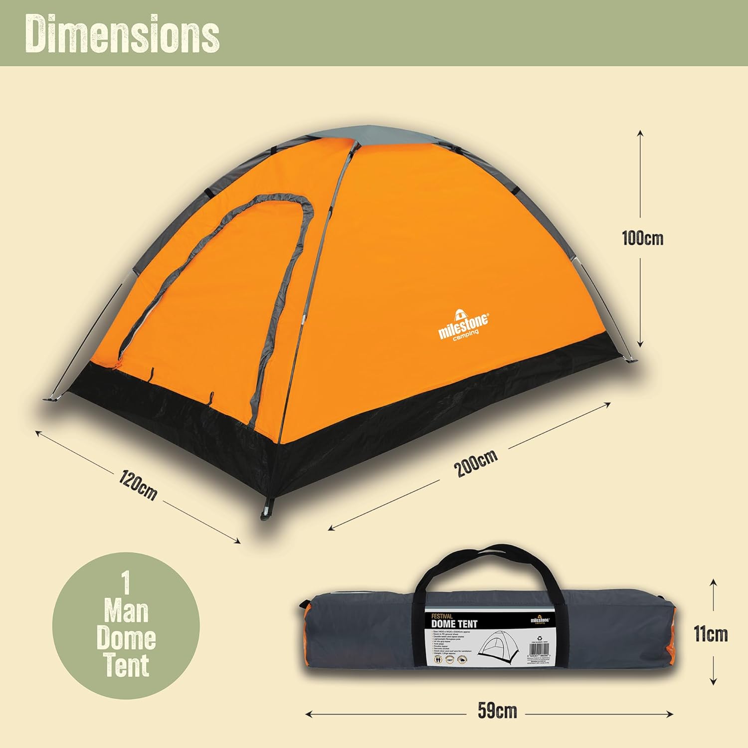 Milestone Camping Dome Tent/Sleeps Water Resistant/Portable - Image 3