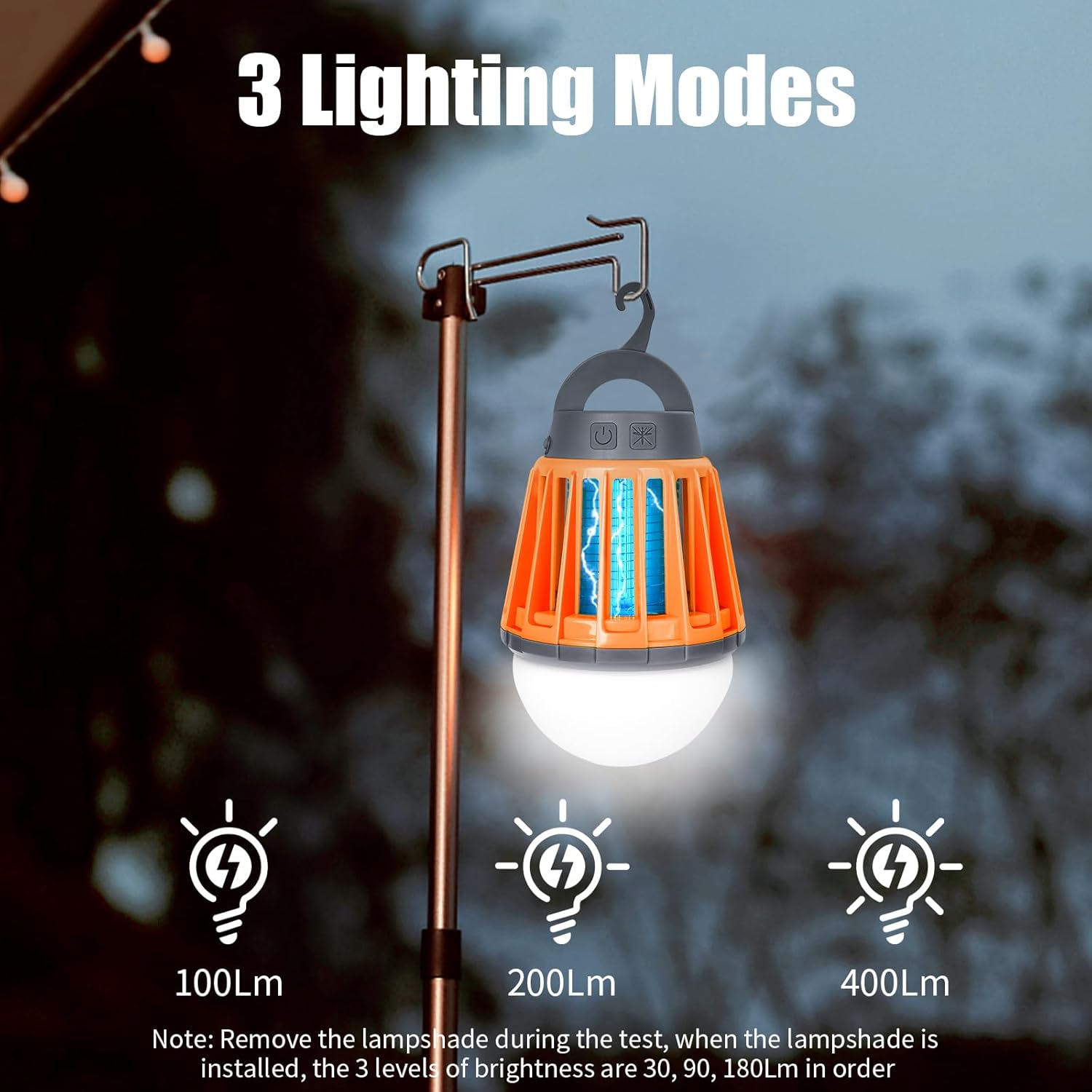 BroElec Camping Lantern, LED Camping Light Mosquito Killer Lamp 2-in-1, 20 Hrs Battery Life USB Rechargeable IPX6 Waterproof Lightweight Portable for Camping Outdoor Garden Tents Emergency - Image 4
