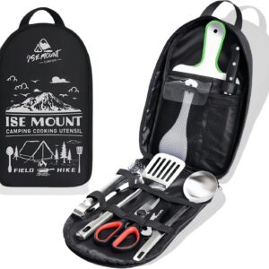 Camping Cooking Utensils Set, Camping Accessories 9Pcs Camping Kitchen Utensils Organizer, Camping Utensils with Multifunctional Cutlery, Storage Bag, Equipment for Camping, Camping Gift for Man