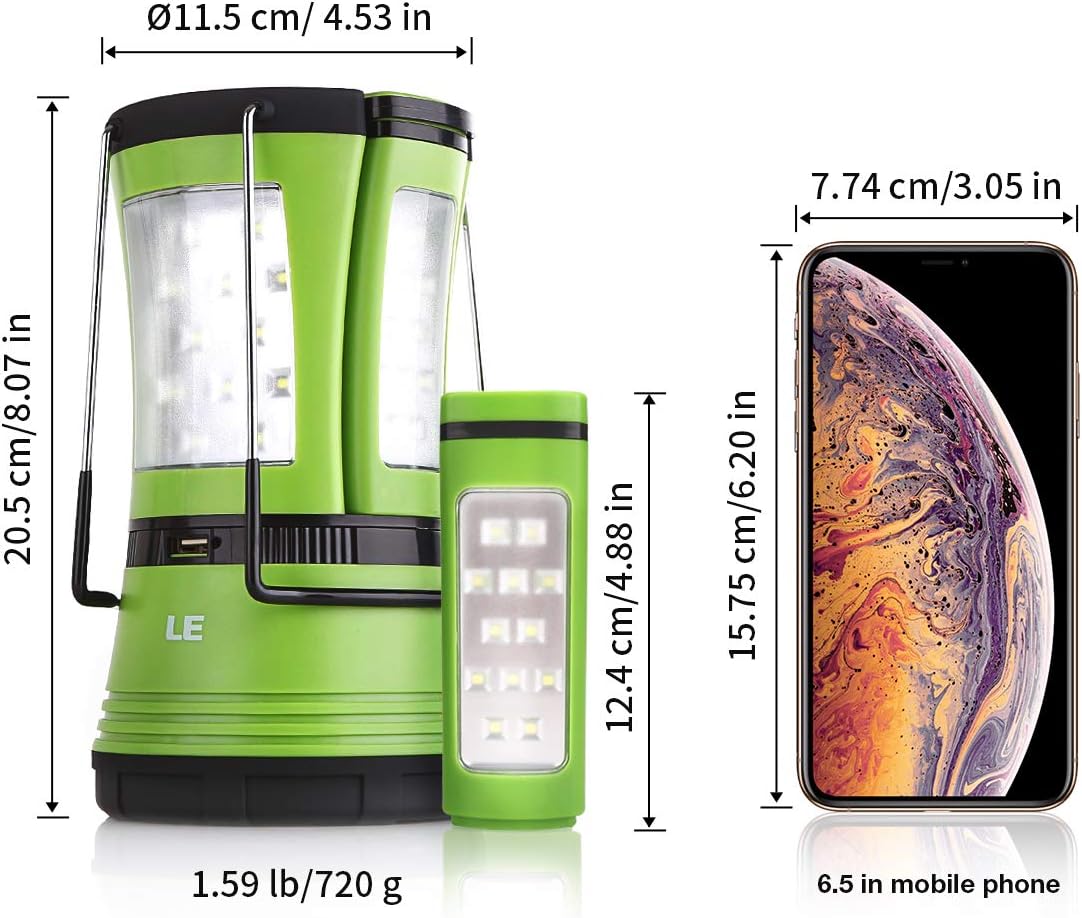 LE 3 in 1 Camping Lantern with 2 Detachable Torches, 600 Lumen, Camping Light Rechargeable or Battery Powered, Outdoor Camping Accessories for Tent, Caravan, Emergency, Fishing, Power Cuts and More - Image 8