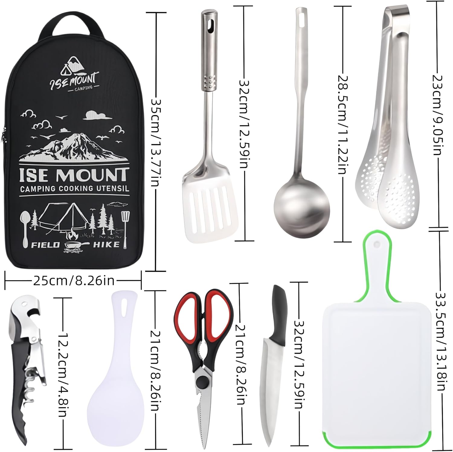 Camping Cooking Utensils Set, Camping Accessories 9Pcs Camping Kitchen Utensils Organizer, Camping Utensils with Multifunctional Cutlery, Storage Bag, Equipment for Camping, Camping Gift for Man - Image 2