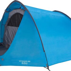 Vango Voyager 400 Tunnel Tent [Amazon Exclusive], Quick, Easy To Pitch 4 Man Tent Waterproof for Adventure Camping, River Blue