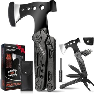 Camping Accessories Multi Tool Gifts for Men Dad 16in1 Multitool Survival Gear with Hammer Pliers Saw Screwdrivers Bottle Opener Whistle Mens Gifts Father's Day Gifts from Daughter Son