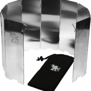 H&S Foldable Camping Stove Windscreen - Outdoor Camping Stove Windshield & 10 Aluminium Plates, Windbreak