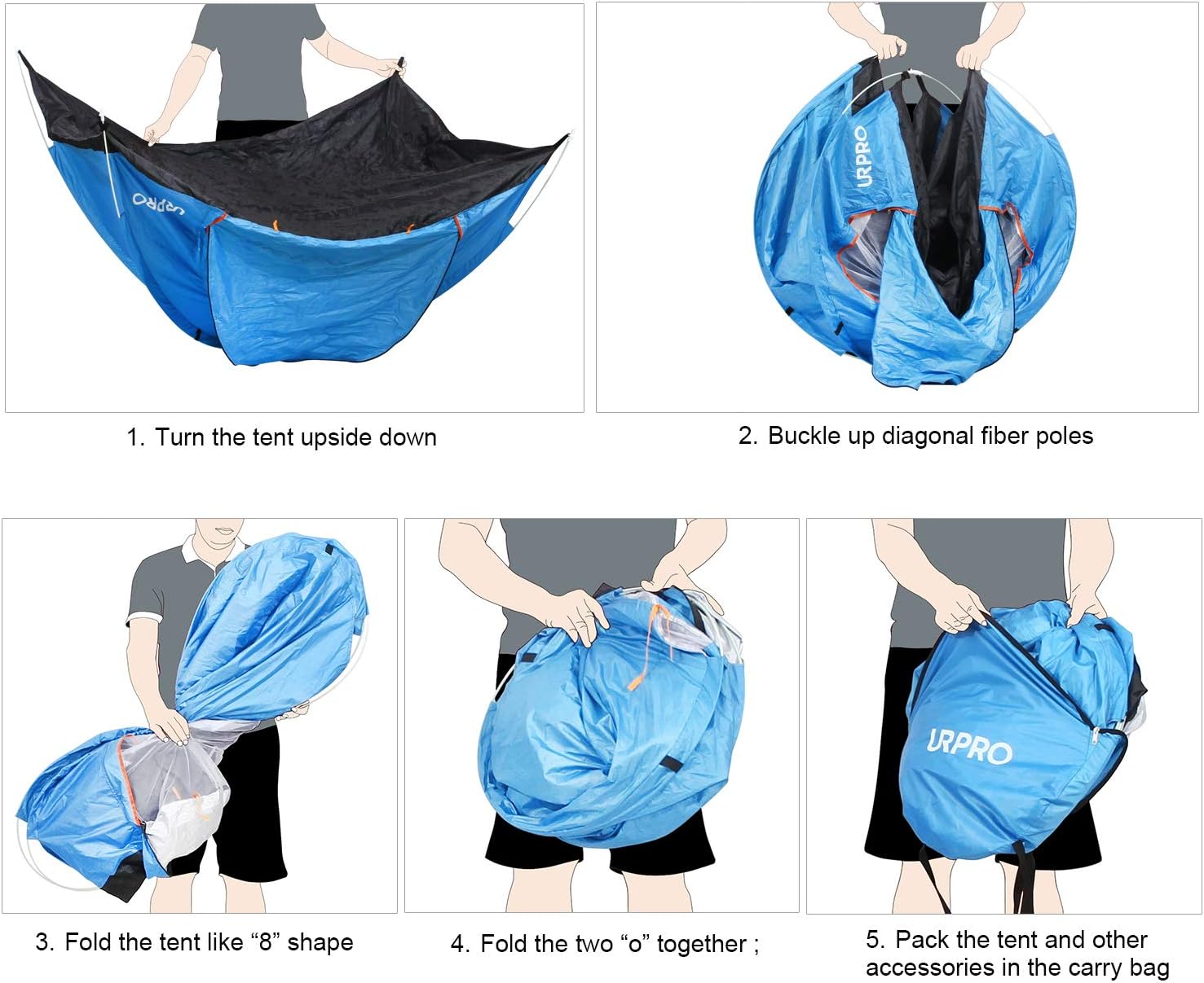 URPRO instant automatic pop up tent, 2 Person Lightweight Tent,Waterproof Windproof, UV Protection, Perfect for Beach, Outdoor, traveling,hiking,camping, hunting, fishing - Image 7