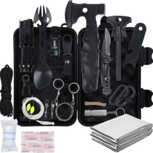 WOWOSS Emergency Survival Kit 18-in-1 Survival Equipment Emergency Tool Outdoor Multi-Tools for Hiking Camping Hunting Cycling Outdoors Adventures