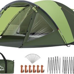 Gysrevi 3-4 ManTent with Porch, PU3000mm Waterproof Family Camping Tent, Dome Tents for 4 Person with Bedroom, Lightweight Outdoor Tents for Camping, Hiking, Backpacking