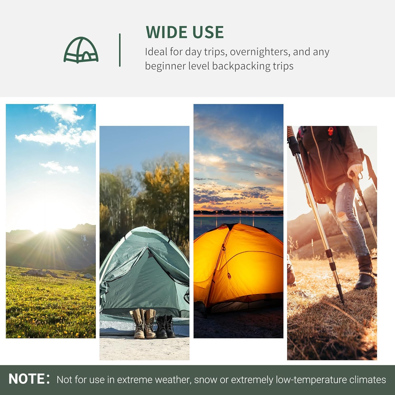 Outsunny 2 Person Camping Tent, Dome Tent with Zipped Doors, Storage Pocket, Portable Handy Bag - Image 6