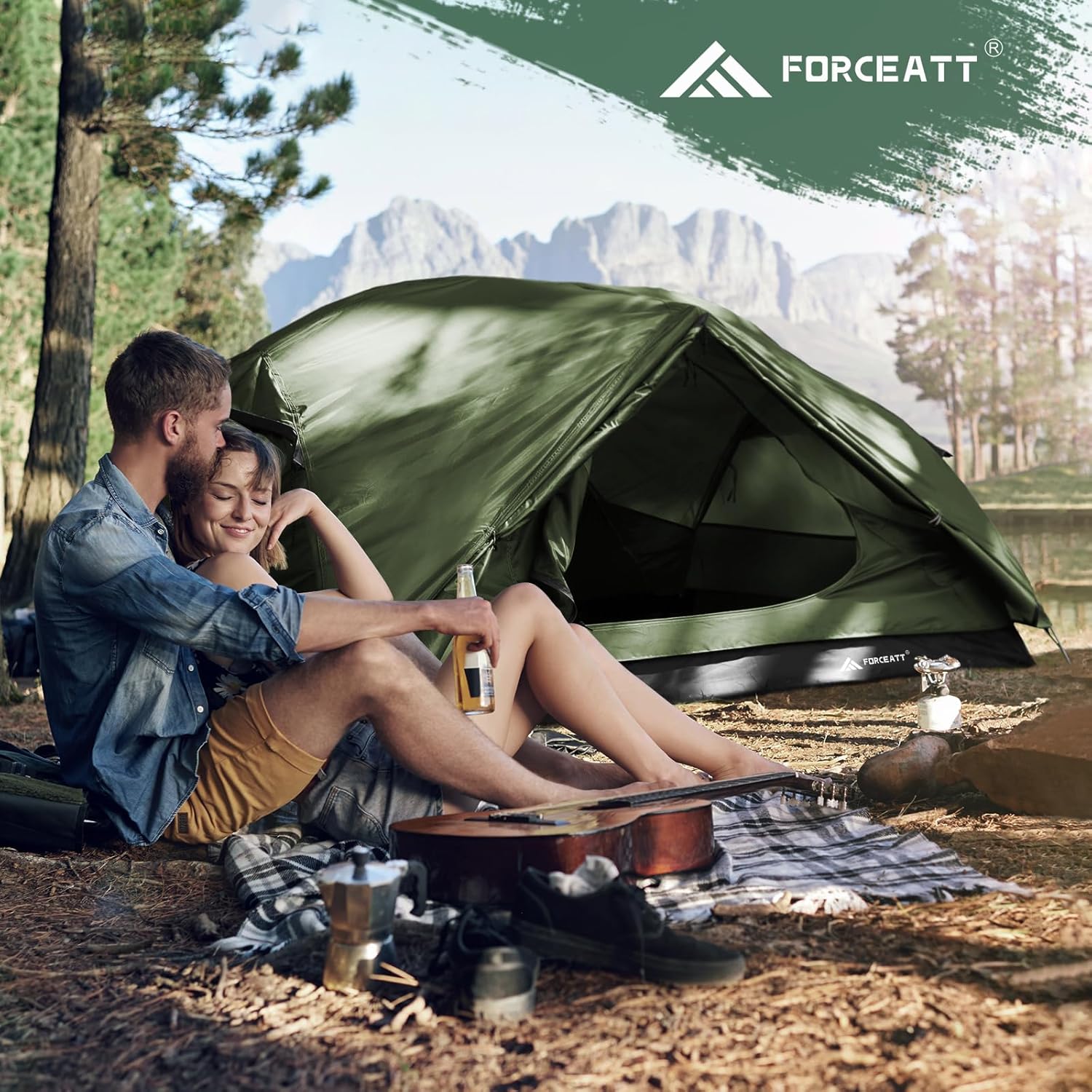 Forceatt Camping Tent,2-3 Man Tent for Outdoor PU3000mm Waterproof Tent Lightweight & Portable easy set up for Hiking Backping Eurohike - Image 6