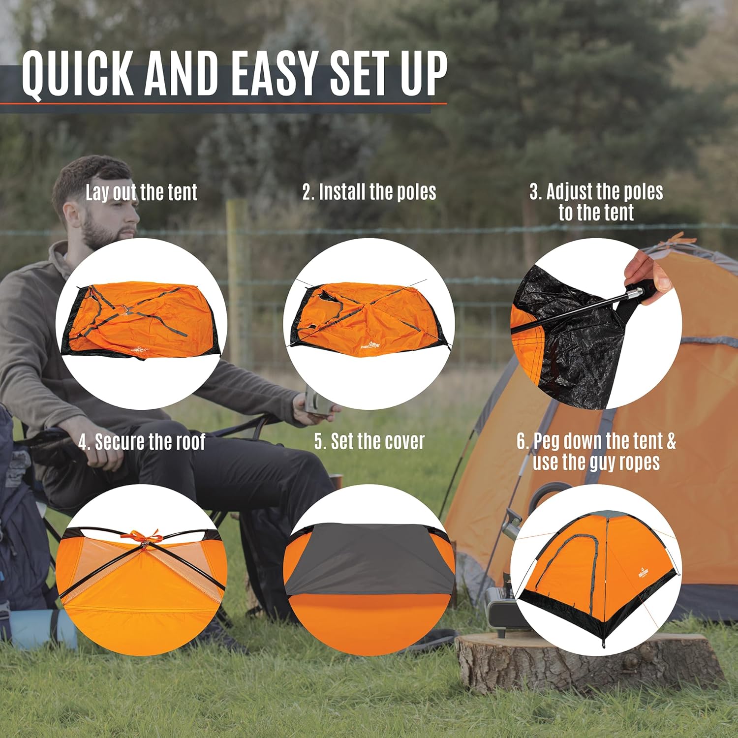 Milestone Camping Dome Tent/Sleeps Water Resistant/Portable - Image 6