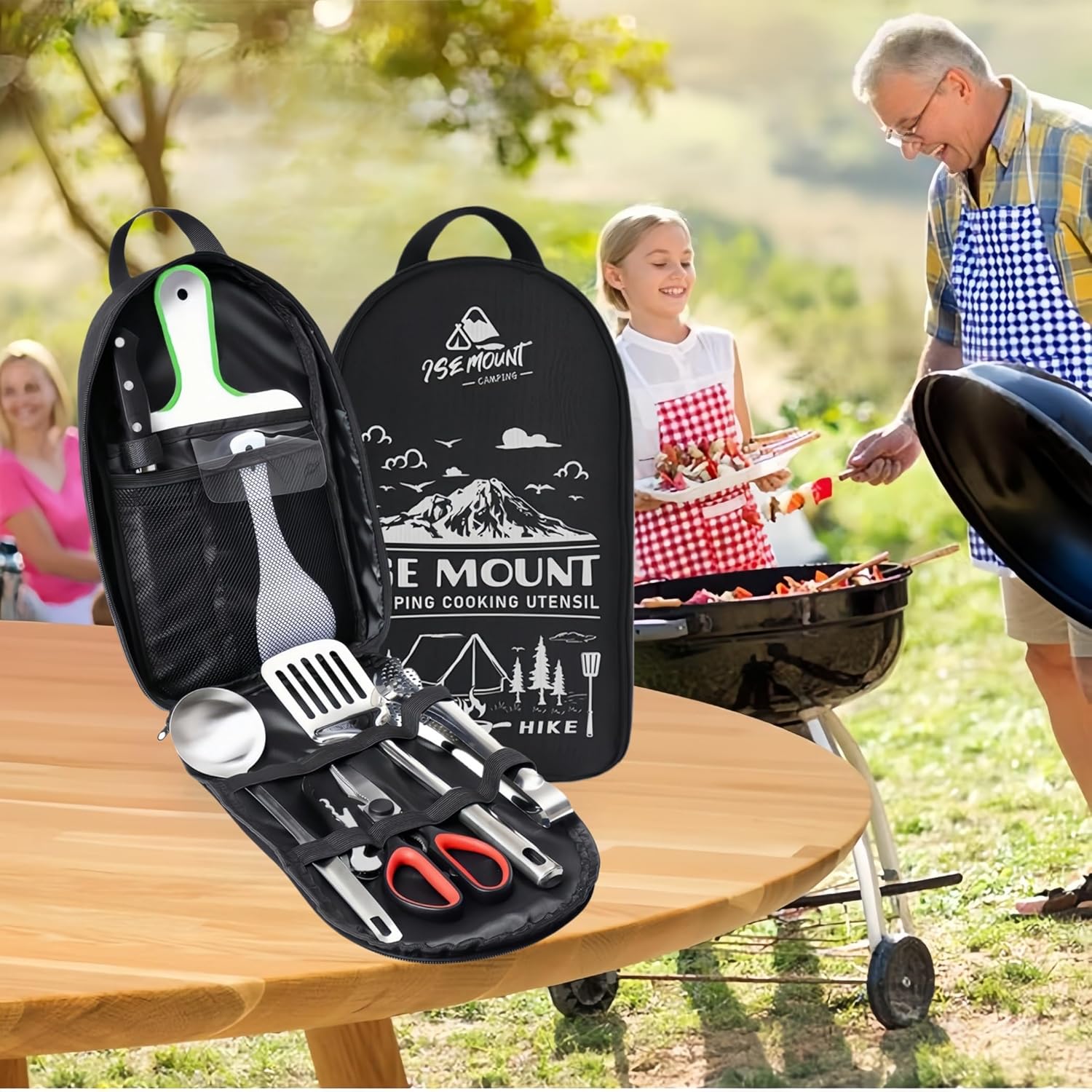 Camping Cooking Utensils Set, Camping Accessories 9Pcs Camping Kitchen Utensils Organizer, Camping Utensils with Multifunctional Cutlery, Storage Bag, Equipment for Camping, Camping Gift for Man - Image 5