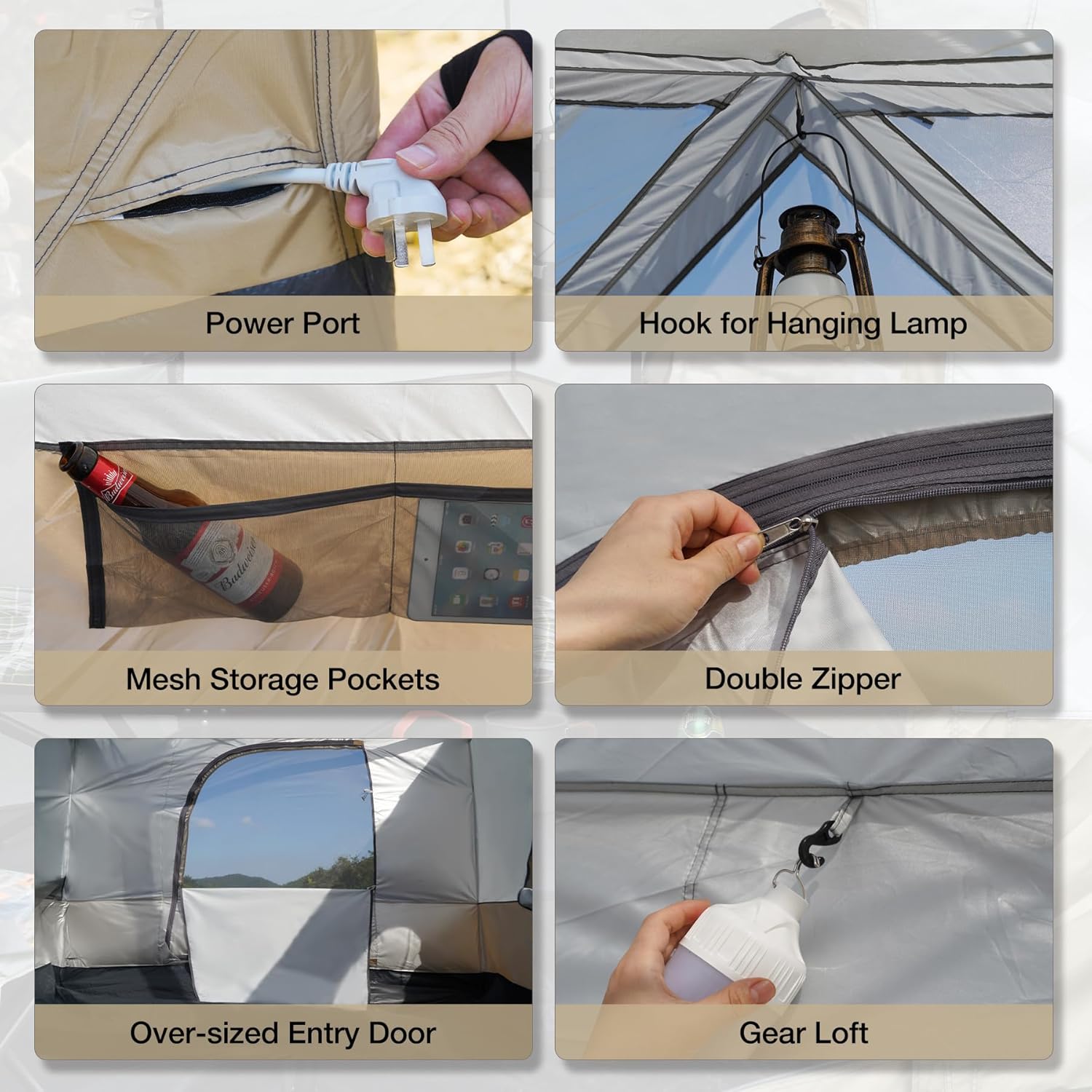 REDCAMP Canopy Camping Tent for Pop Up Canopy Tent, Inner Tent Converts Straight Leg 10'x10' or 10'x20' Canopy into Camping Tent, Fits 4-6 Person(Frame/Shelter NOT Included) - Image 9