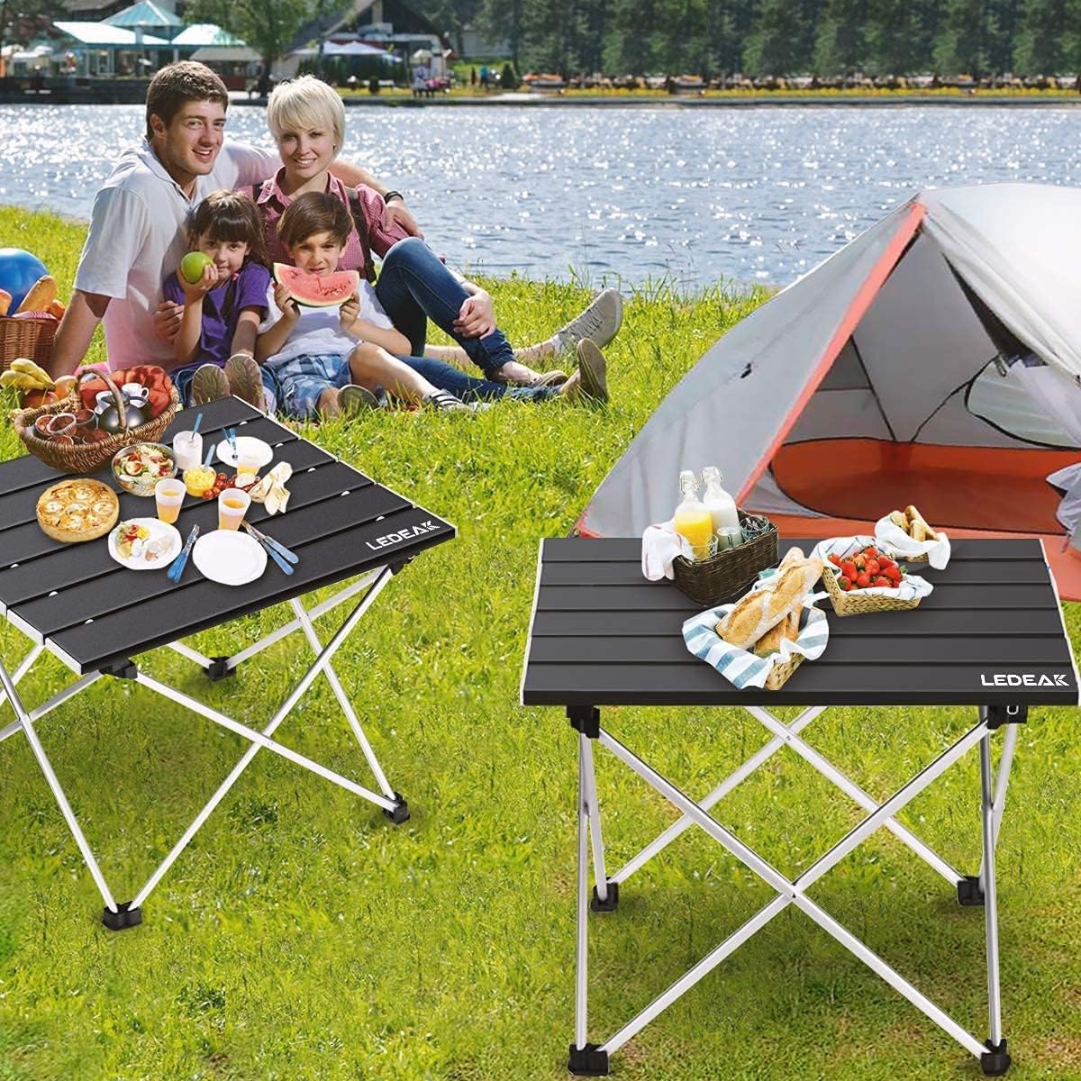 Ledeak Portable Camping Table, Lightweight Folding Table with Aluminum Table Top and Carry Bag, Easy to Carry, Perfect for Outdoor, Picnic, Cooking, Beach, Hiking, Fishing - Image 2