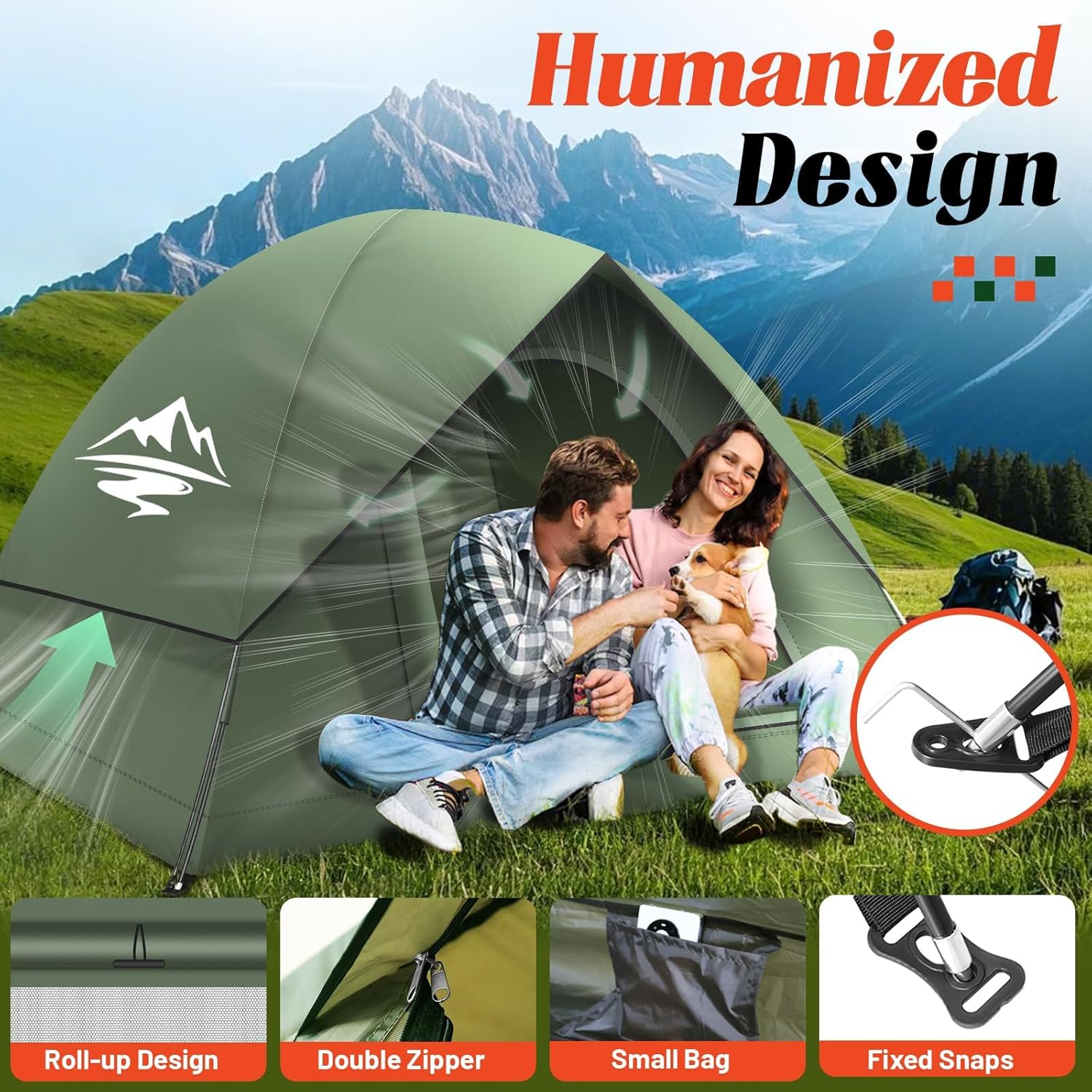 Purebox Camping Tent,2-3 Person Outdoor Tents, Windproof & Waterproof Dome Tent, Easy to Set Up, Suitable for Camping, Garden, Outdoor, Backpacking - Image 3