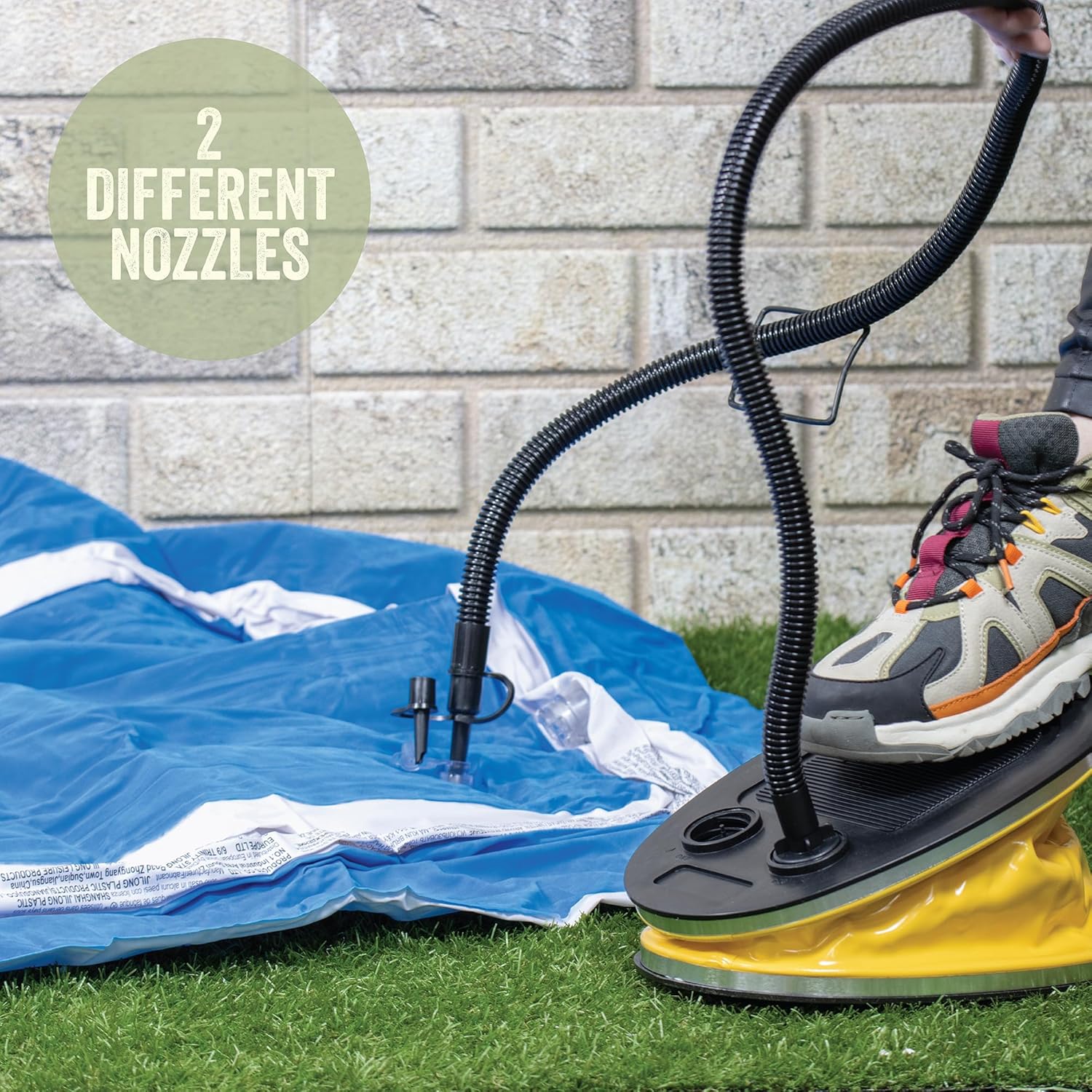 Milestone Camping 5-Litre Foot Operated Air Pump/Suitable For All Inflatables/Includes 2 Nozzles/Lightweight & Portable / 26.5cm x 18.5cm - Image 5