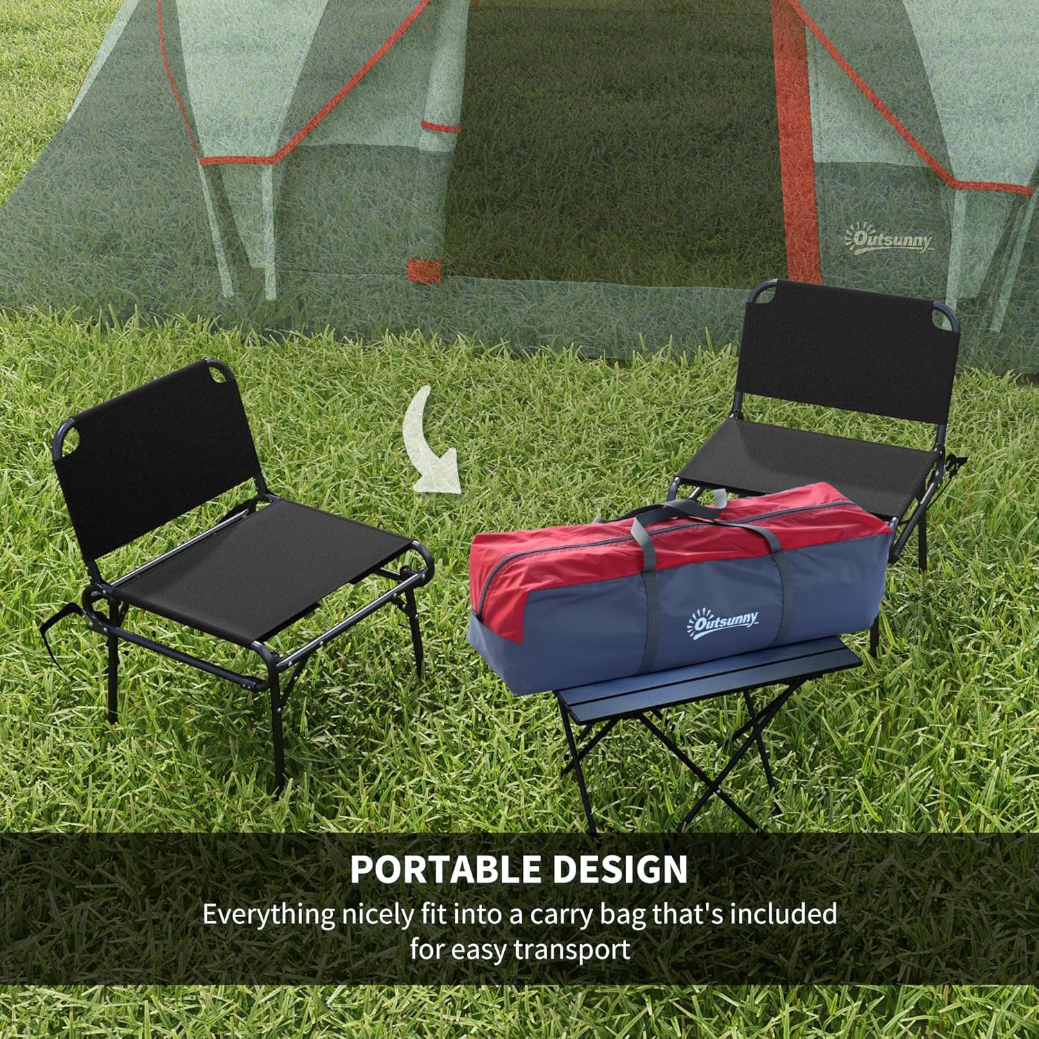 Outsunny 5-6 Man Camping Tent Tunnel Tent UV Protection 3000mm Water Resistant Hiking Shelter with Groundsheet and Carry Bag - Image 5